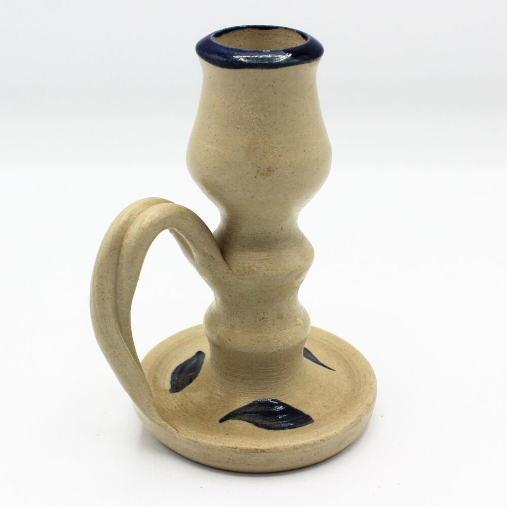 Vintage Tapered Candlestick by Williamsburg Pottery Ceramic Stoneware Colonial